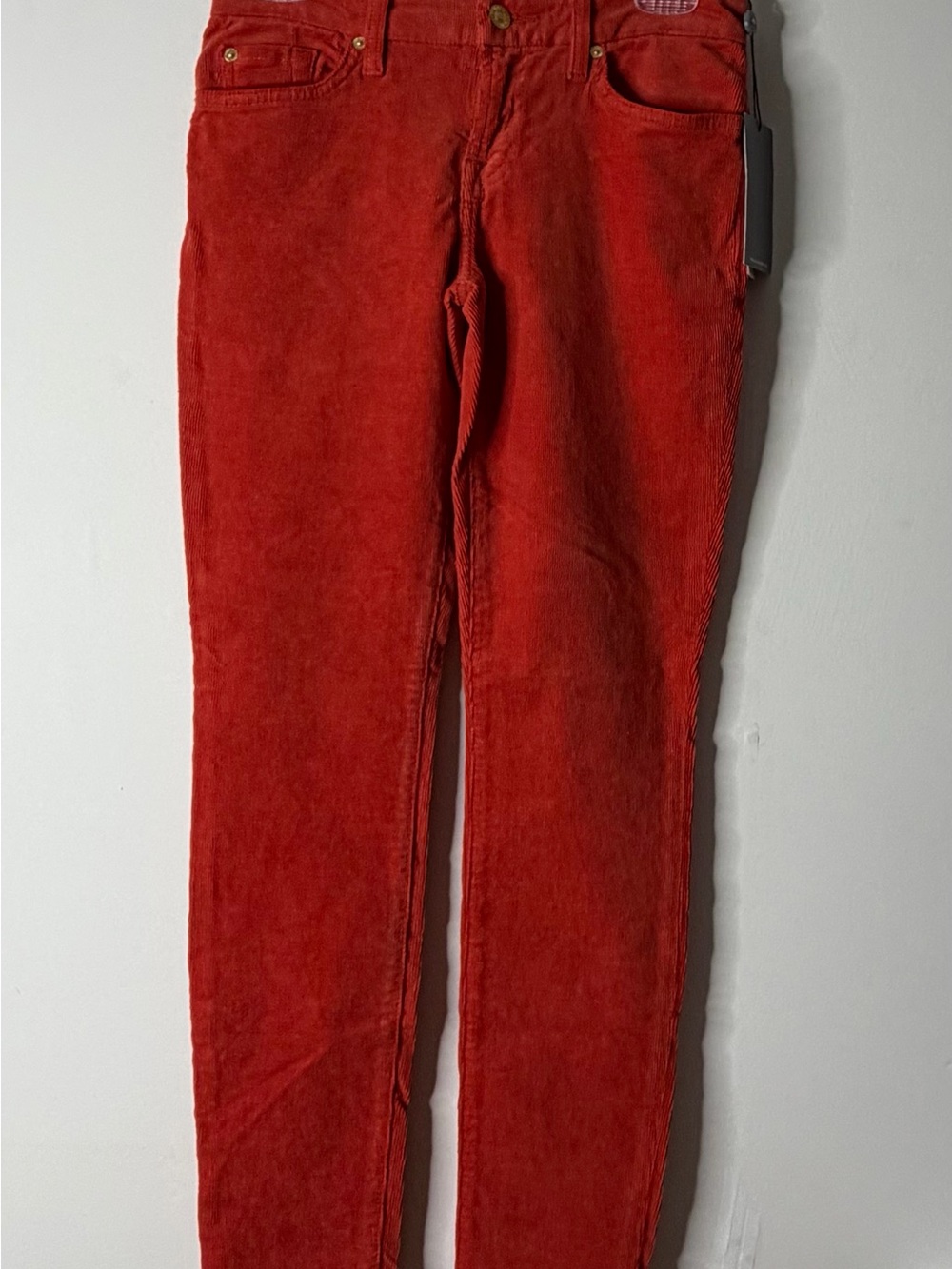 7 For All Mankind Women’s Red Skinny Corduroy Jeans